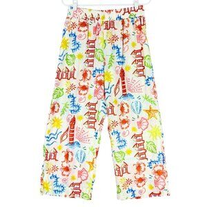 NWT Panama Jack Women's Pull-on High Rise Linen‎ Blend Multicolor Pants Size S